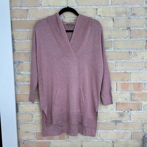 Lilla P Women's Pink Hooded V-neck Sweater